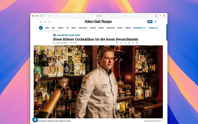 Screenshot des Online-Artikels: Diese Kölner Cocktailbar ist die beste Deutschlands